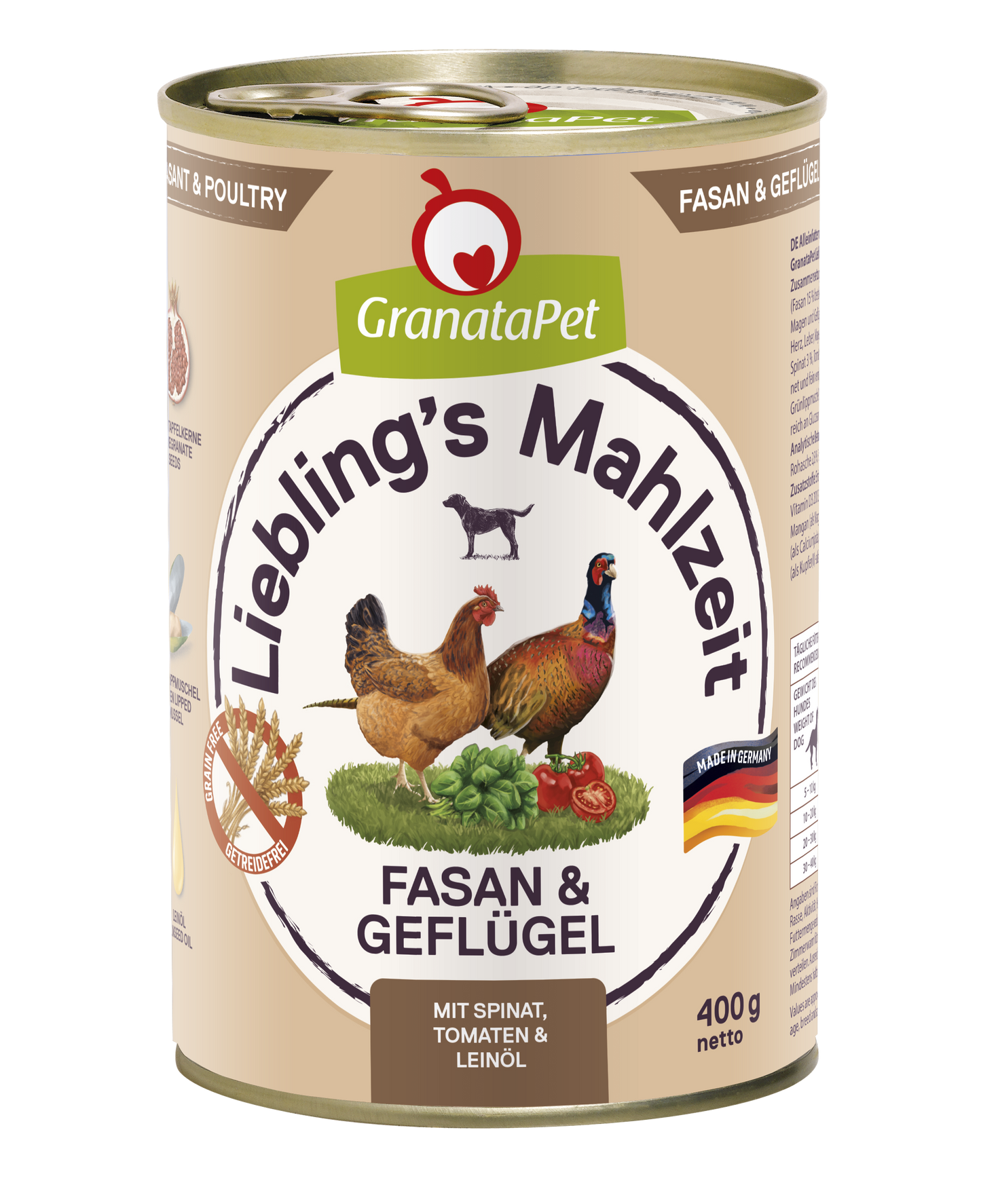 GranataPet Liebling's Mahlzeit - Pheasant & Poultry Dog Wet Food