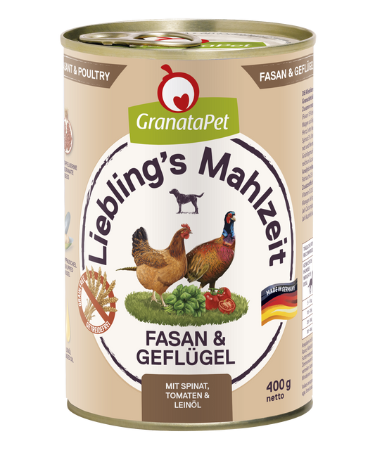 GranataPet Liebling's Mahlzeit - Pheasant & Poultry Dog Wet Food
