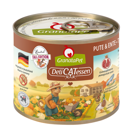 GranataPet DeliCATessen Cat Wet Food - Turkey & Duck 200g Can Fall Edition 2023