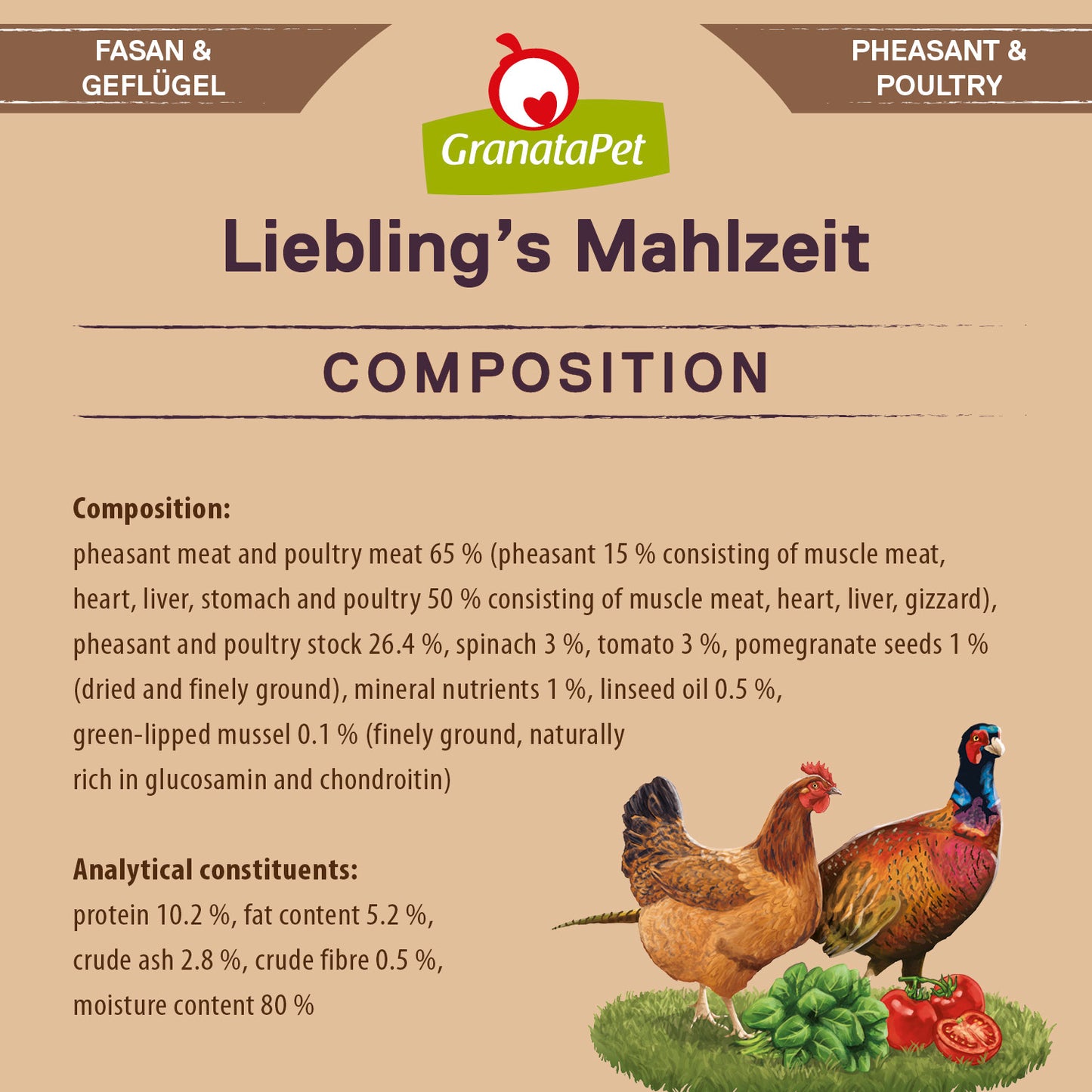 GranataPet Liebling's Mahlzeit - Pheasant & Poultry Dog Wet Food